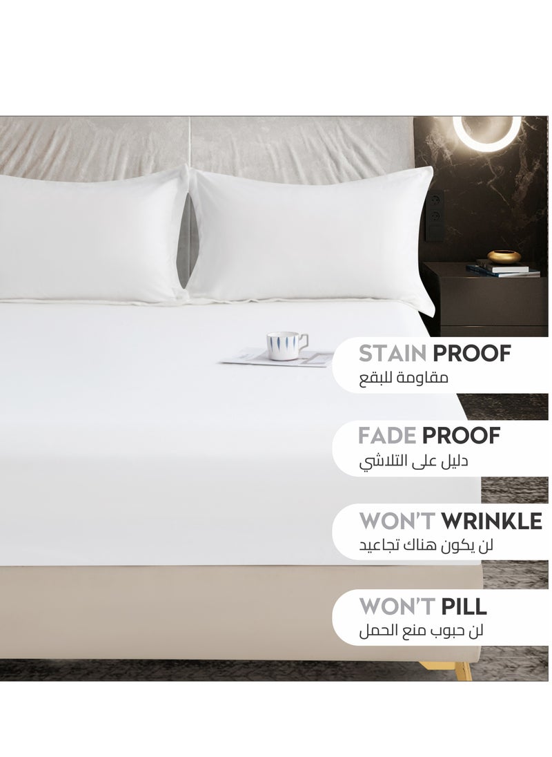 Donetella Bedding Fitted Sheet - Fits 200x200 Cm For Super King Bed - 3 Pcs (1 Fitted Sheet and 2 Pillowcases) - 35 Cm Deep Pocket - Solid Bed Sheet  - Image 5