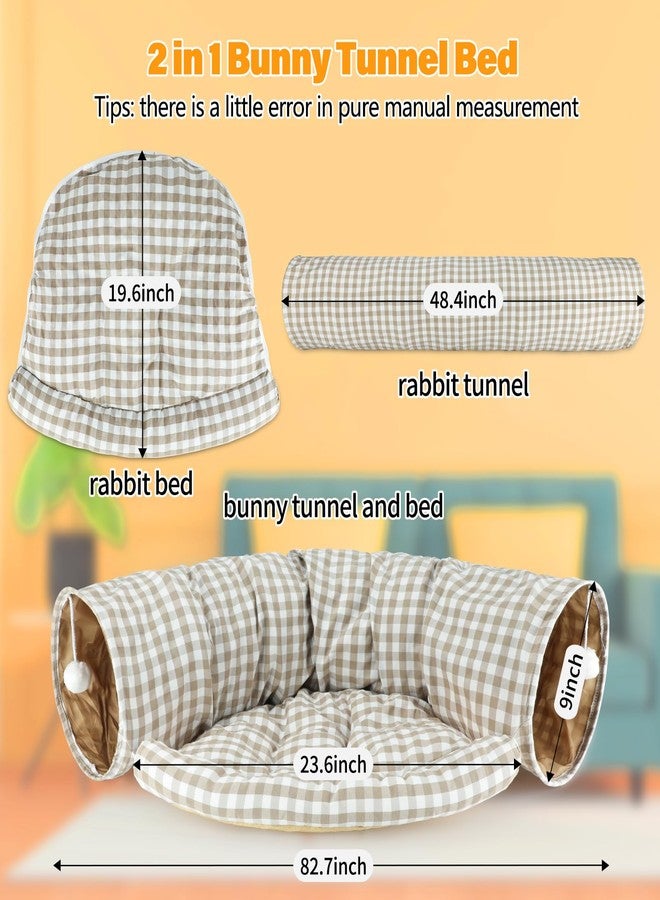 BWOGUE Bunny Tunnel Bed, 2-in-1 Collapsible Tunnel Tubes Toys with Removable Mat Hideout for Cats Kittens Rabbits Guinea Pigs Kitty - Image 2