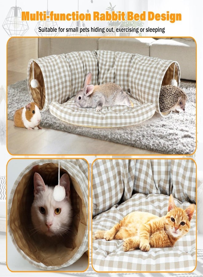 BWOGUE Bunny Tunnel Bed, 2-in-1 Collapsible Tunnel Tubes Toys with Removable Mat Hideout for Cats Kittens Rabbits Guinea Pigs Kitty - Image 4