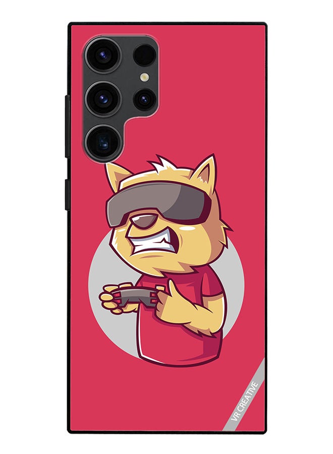 VR CREATIVE Protective Case Cover For Samsung Galaxy S23 Ultra 5G Gamer Cat Design Multicolour - Image 1