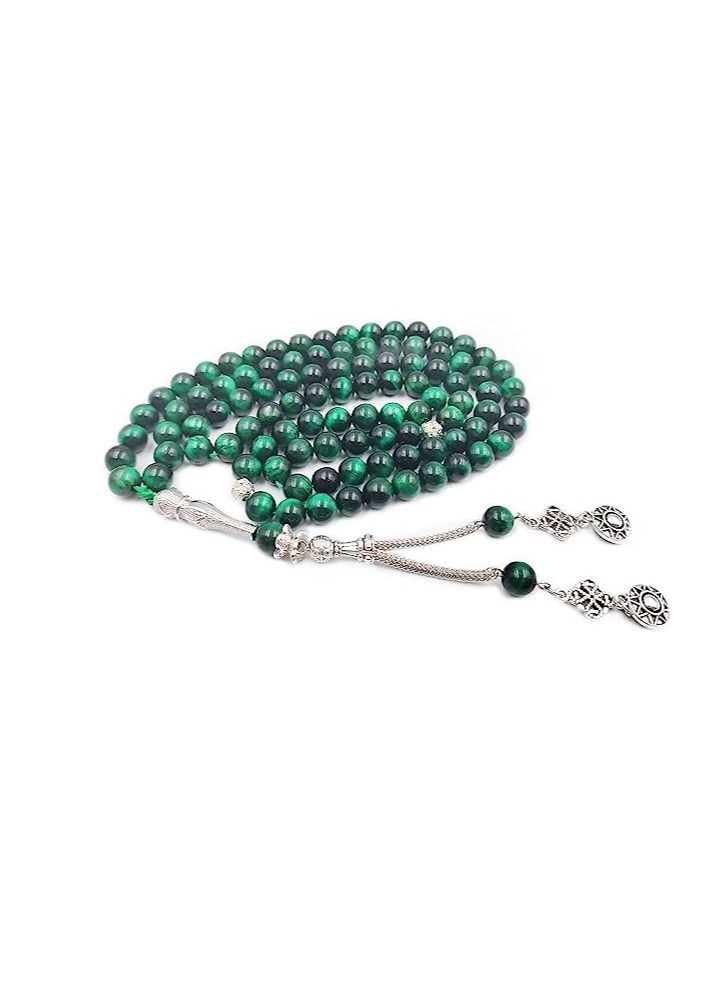 REBUY REBUY Green Tiger Eye Stone Tesbih Islamic Prayer Beads, Natural Stone 99 Beads, Tasbih, Misbaha, Tasbeeh, Muslim, Rosary, Misbah, Tasbih 99, Tasbih  - Image 1