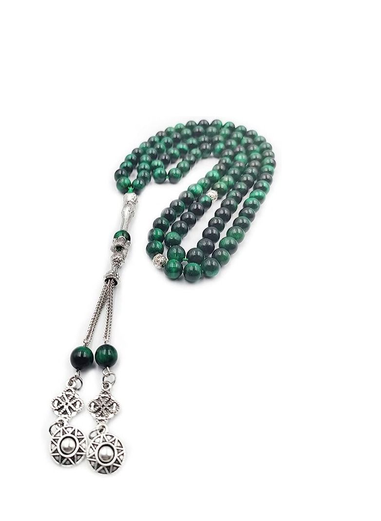 REBUY REBUY Green Tiger Eye Stone Tesbih Islamic Prayer Beads, Natural Stone 99 Beads, Tasbih, Misbaha, Tasbeeh, Muslim, Rosary, Misbah, Tasbih 99, Tasbih  - Image 4