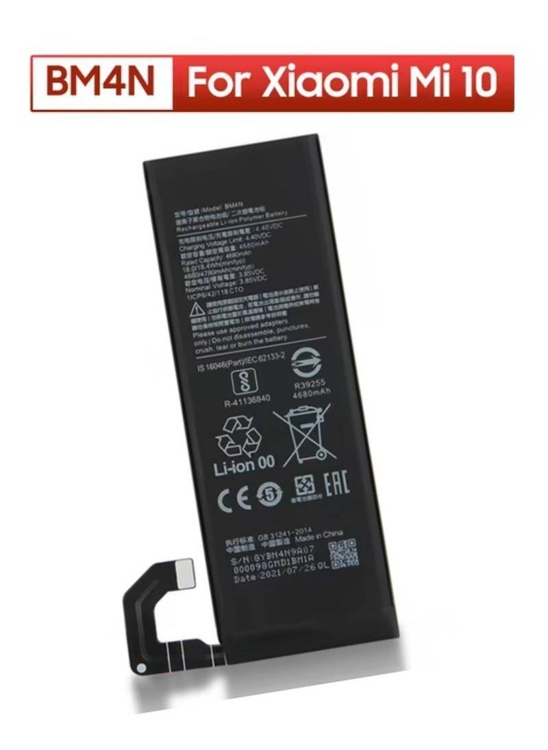 High Quality Original Replacement Battery for Xiaomi Mi 10 5G / Mi 10S – Black Lithium-Ion Battery with Long-Lasting Power & Stable Performance | OEM-Compatible Battery for Xiaomi Mi 10 Series | Fast Charging Support | Safe & Easy Installation - Image 1