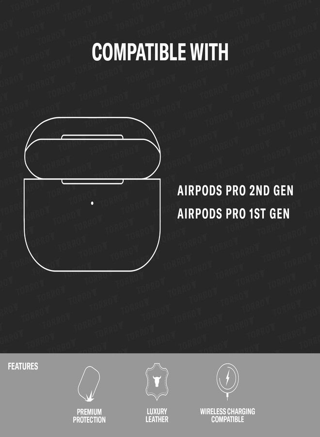 TORRO حافظة TORRO الجلدية متوافقة مع AirPods Pro (الجيل الأول والثاني) - غطاء AirPods Pro من الجلد الأصلي (أسود) - Image 2