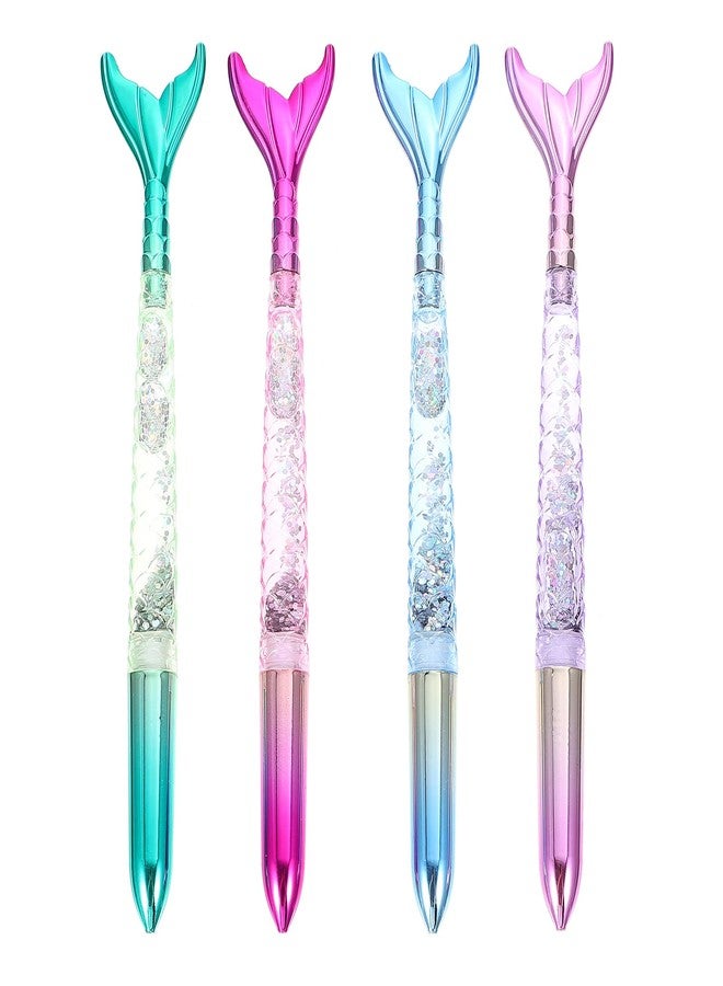 DIYEAH Mermaid Glitter Gel Pens 0.5mm Ballpoint Pens with Cute Mermaid Design, 4Pcs Black Ink, Smooth Writing, Ideal for Party Favors School Office and Home Use - Image 1