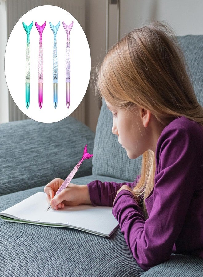 DIYEAH Mermaid Glitter Gel Pens 0.5mm Ballpoint Pens with Cute Mermaid Design, 4Pcs Black Ink, Smooth Writing, Ideal for Party Favors School Office and Home Use - Image 2