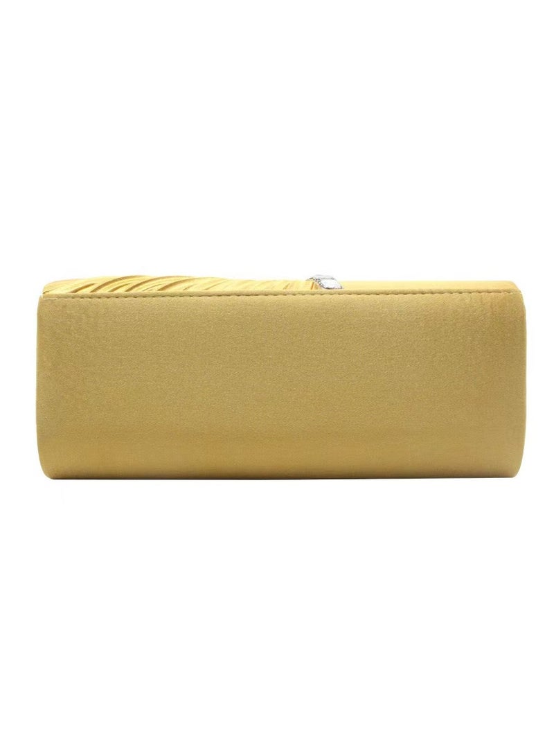 Fine silk with rhinestone metal chain elegant clutch bag with shoulder strap suitable for dinner wedding - Image 4