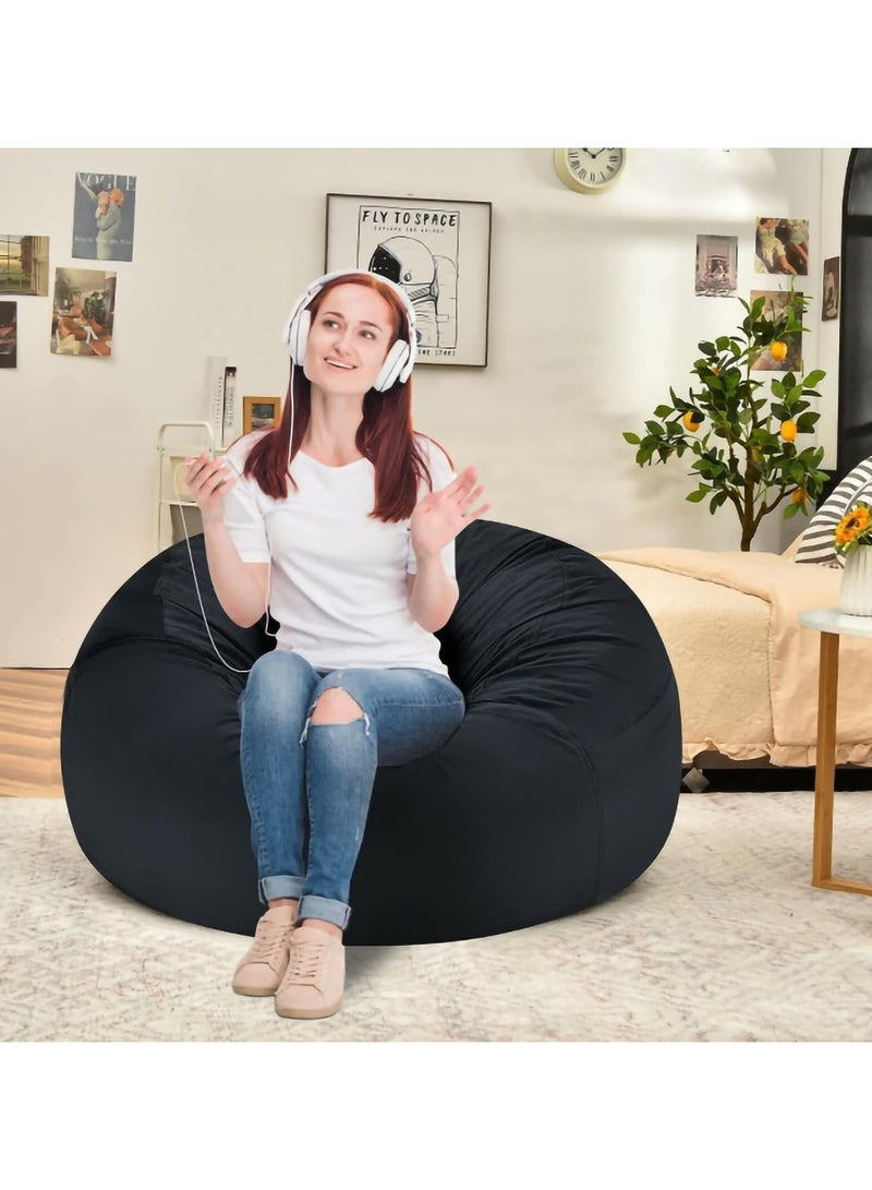Comfy Classic Plush Velvet Black Bean Bag - Image 2