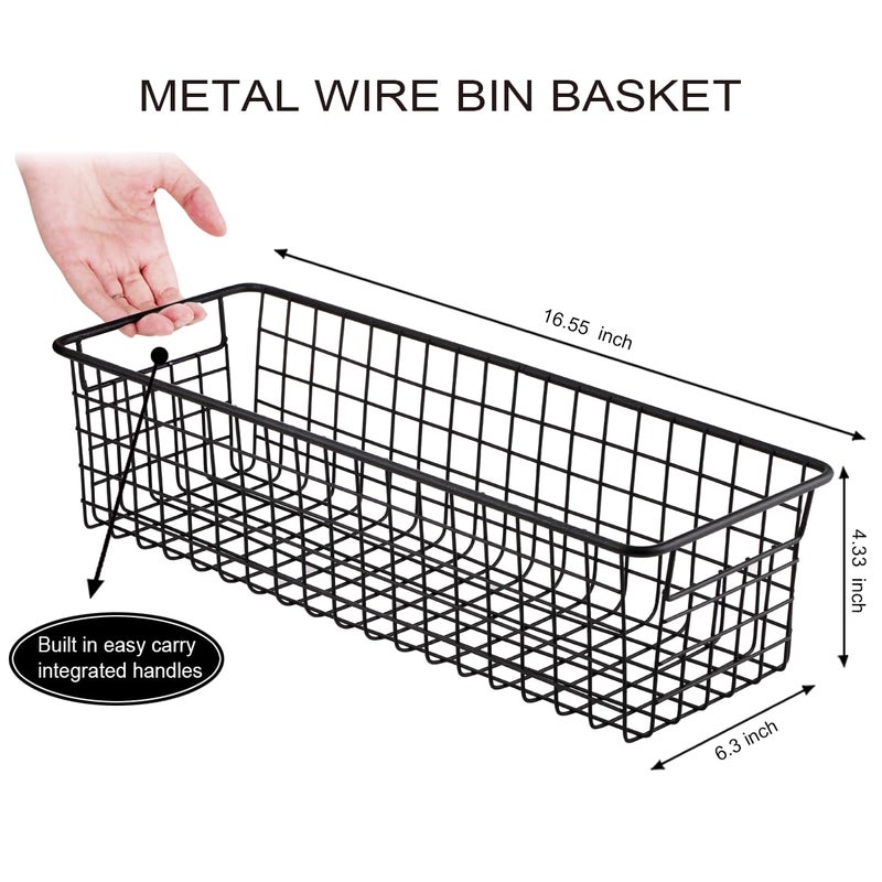Sheechung Farmhouse Decor Metal Wire Storage Organizer Bin Basket(2 Pack) - Rustic Toilet Paper Holder - Storage Organizer for Bathroom, kitchen cabinets,Pantry, Laundry Room, Closets, Garage (Black) - Image 3