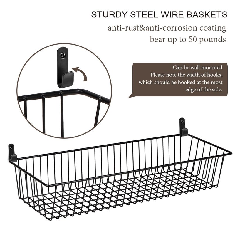 Sheechung Farmhouse Decor Metal Wire Storage Organizer Bin Basket(2 Pack) - Rustic Toilet Paper Holder - Storage Organizer for Bathroom, kitchen cabinets,Pantry, Laundry Room, Closets, Garage (Black) - Image 4