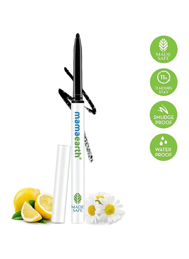 Mamaearth - Long Stay Kajal Black Retractable Waterproof, With Vitamin C And Chamomile, Charcoal Black, Matte Finish - Image 1