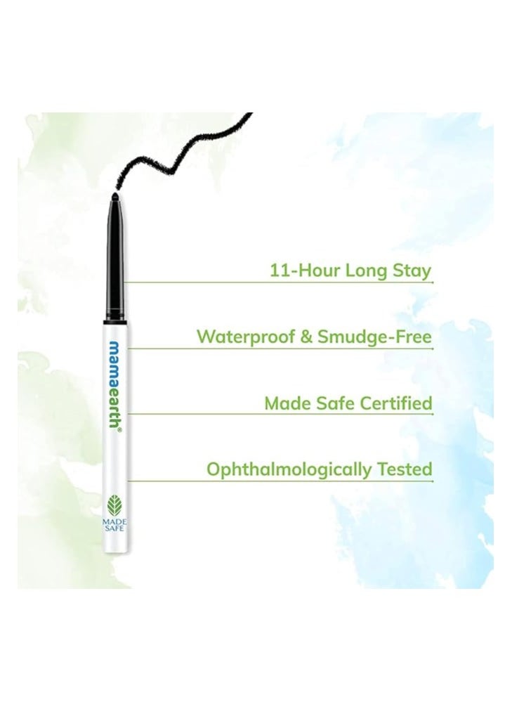 Mamaearth - Long Stay Kajal Black Retractable Waterproof, With Vitamin C And Chamomile, Charcoal Black, Matte Finish - Image 1