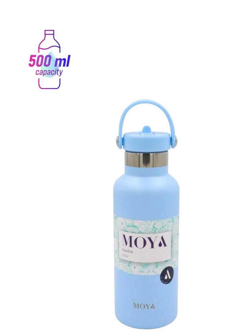Moya "Starfish" 500ml Insulated Sustainable Water Bottle Powder Blue - Image 1
