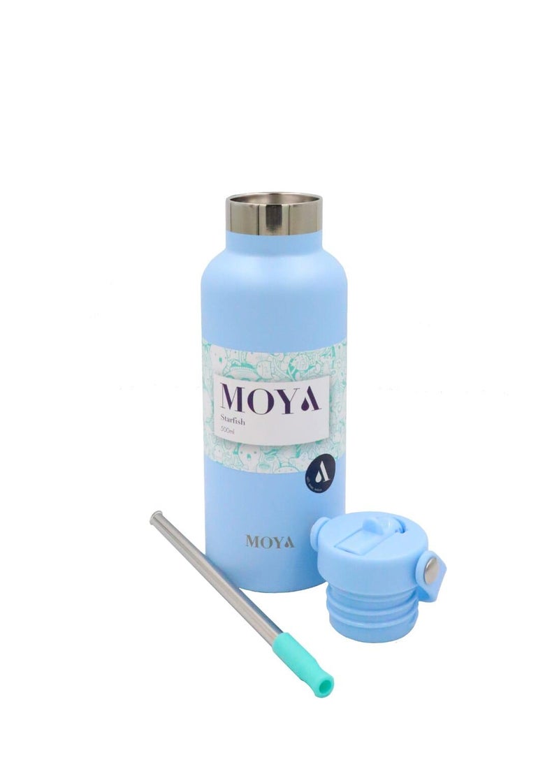 Moya "Starfish" 500ml Insulated Sustainable Water Bottle Powder Blue - Image 4