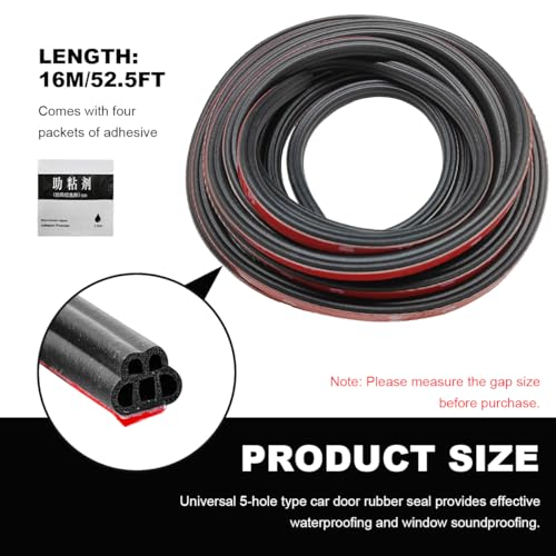 DXNQ Car Door Rubber Seal Strip 525Ft Double Layer 5Hole SelfAdhesive Auto Door Soundproofing Weatherstrip Universal Weather Stripping Door Seal for RV SUV Boat Truck Pickup - Image 3