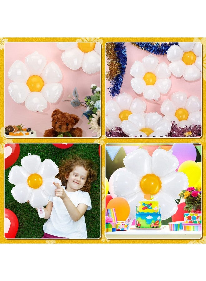 جيريفي 50 قطعة من بالونات زهرة الأقحوان مقاس 20 × 16 بوصة على شكل زهرة من رقائق الألومنيوم لتزيين حفلات أعياد الميلاد وحفلات استقبال المولود الجديد وديكورات حفلات الزفاف الرائعة بوهو 60S (أبيض) - Image 5