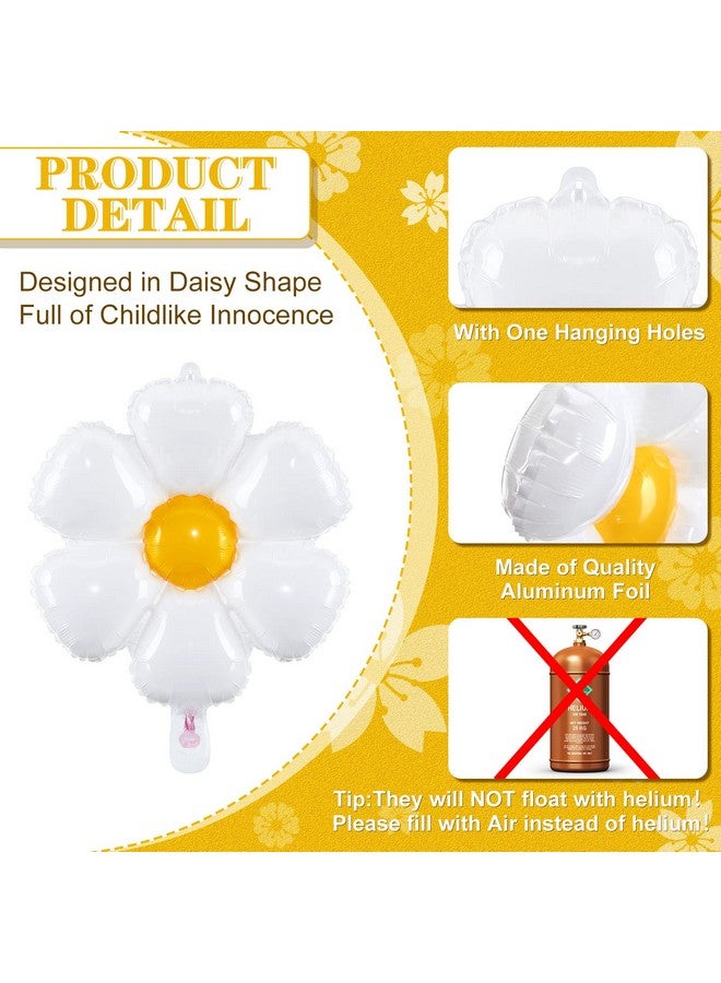 جيريفي 50 قطعة من بالونات زهرة الأقحوان مقاس 20 × 16 بوصة على شكل زهرة من رقائق الألومنيوم لتزيين حفلات أعياد الميلاد وحفلات استقبال المولود الجديد وديكورات حفلات الزفاف الرائعة بوهو 60S (أبيض) - Image 3