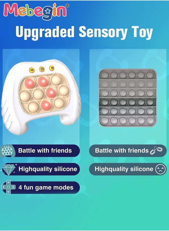 MEBEGIN - Quick Push Bubble Game with 4 Fun Game Modes, Educational Push Pop Game, Mini-Handheld Fast Speed Push Game Console with Light and Sound, Fun Electronic Push It Pop Fidget Toys, Creative Antistress Toy for Kids and Adults, 3 AAA Batteries(Not Included) - Image 1
