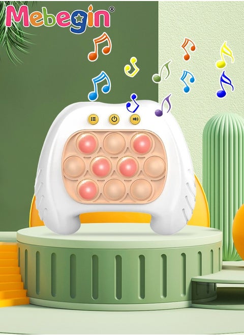 Quick Push Bubble Game with 4 Fun Game Modes, Educational Push Pop Game, Mini-Handheld Fast Speed Push Game Console with Light and Sound, Fun Electronic Push It Pop Fidget Toys, Creative Antistress Toy for Kids and Adults, 3 AAA Batteries(Not Included)