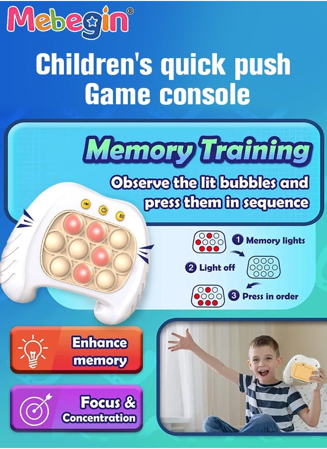 MEBEGIN - Quick Push Bubble Game with 4 Fun Game Modes, Educational Push Pop Game, Mini-Handheld Fast Speed Push Game Console with Light and Sound, Fun Electronic Push It Pop Fidget Toys, Creative Antistress Toy for Kids and Adults, 3 AAA Batteries(Not Included) - Image 1