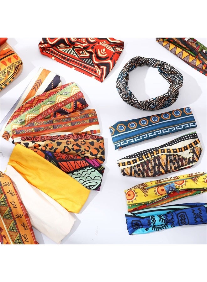Cindeer 24 Pcs Boho African Headbands for Women Girls Vintage Workout Wide Headbands Knotted African Head Wraps Wide Yoga Stretchy Bandeau Leopard Printed Black Hair Bands Head Band Hair Accessories  - Image 5
