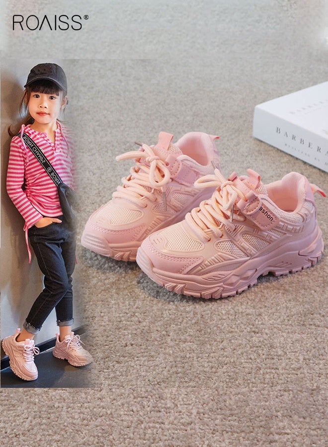 roaiss Girls Fashion Chunky Sneakers, Comfortable Lace-up Sneakers, Breathable Platform Sneakers with Non-slip Soles - Image 3