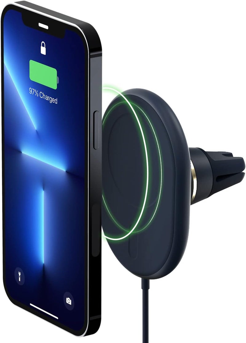 iOttie Velox Magnetic Wireless Charging Air Vent Car Phone Mount. Compatible with MagSafe iPhones including iPhone 12/13/14/15 Series (Car Charger Included) - Image 1