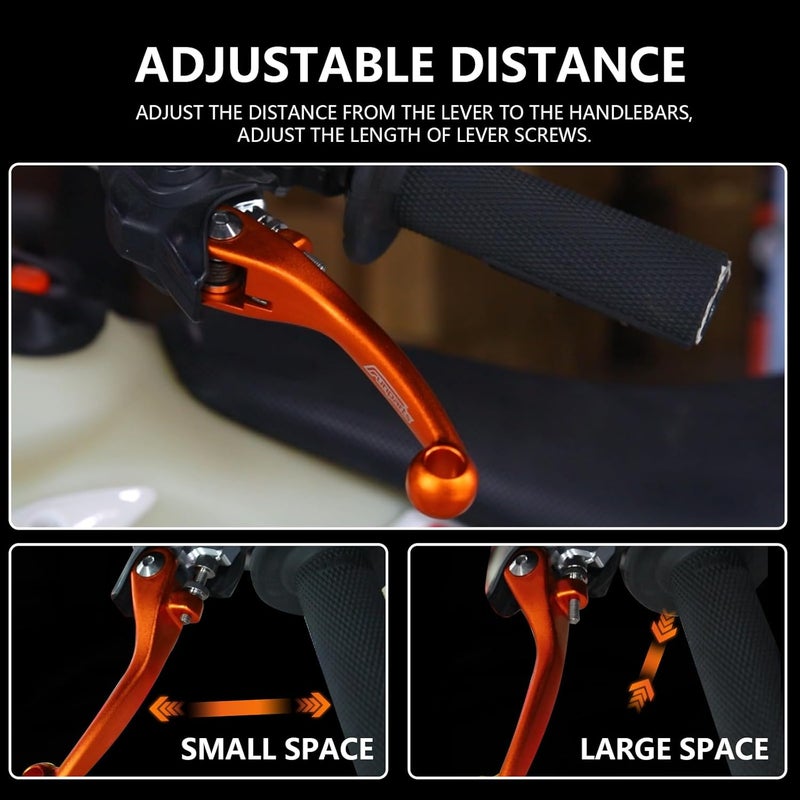 Funparts Dirt Bike Brake Clutch Lever Set - Titanium Alloy, Orange - Image 5