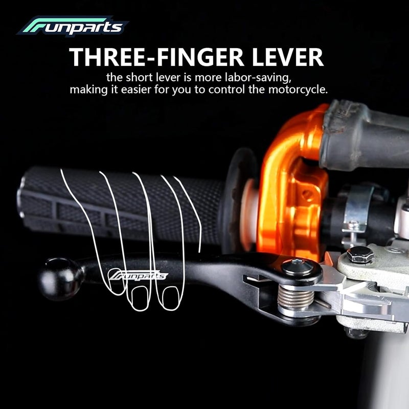 Funparts Dirt Bike Brake Clutch Lever Set - Titanium Alloy, Orange - Image 2
