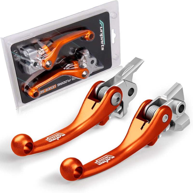 Funparts Dirt Bike Brake Clutch Lever Set - Titanium Alloy, Orange - Image 1