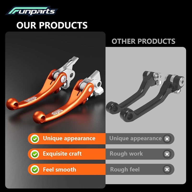 Funparts Dirt Bike Brake Clutch Lever Set - Titanium Alloy, Orange - Image 4