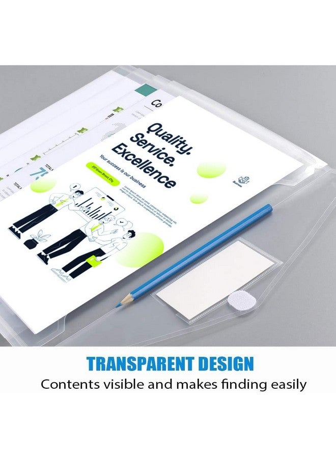 Sooez 5 Pack Plastic Envelopes Poly Envelopes Clear Document Folders Us Letter A4 Size File Envelopes With Label Pocket For School Home Work Office Organization Clear - Image 2