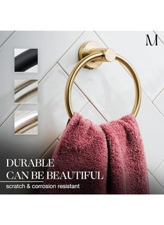 erorex Gold Towel Ring Hand Towel Holder For Bathroom Hand Towel Racks Wall Mount Bathroom Hardware Simple Round Towel Hanger Sus 304 Stainless Steel Brushed Gold  - Image 2