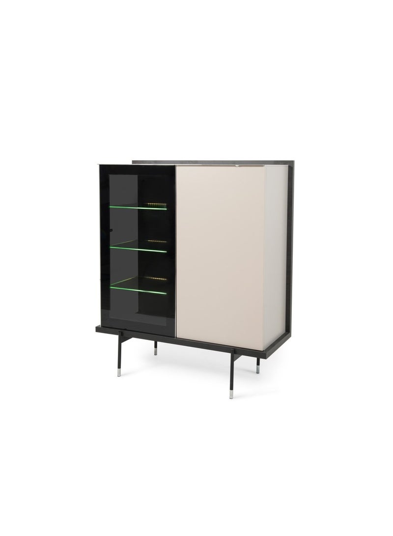 Pan Home PETRA DISPLAY CABINET WITH 1 DOOR MELAMINE - CREAM & BLACK  - Image 4