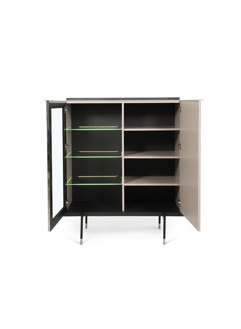 Pan Home PETRA DISPLAY CABINET WITH 1 DOOR MELAMINE - CREAM & BLACK  - Image 3