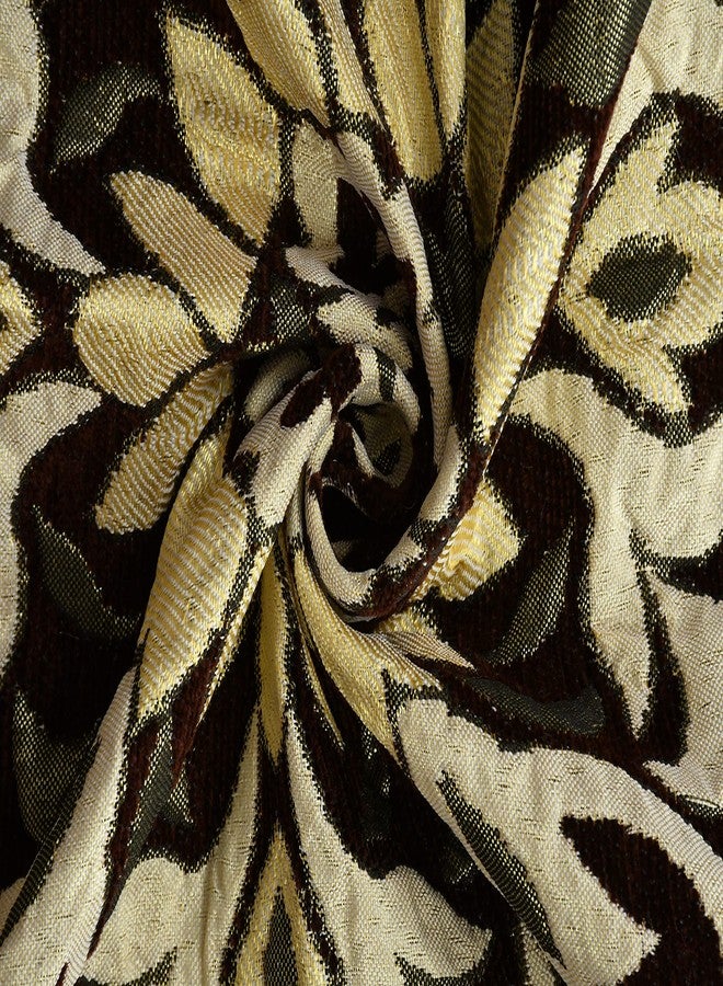 FRESH FROM LOOM طقم ديوان مخملي شينيل بنقوش هندسية وزهرية من فريش فروم لوم، 500 خيط (8 قطع)، (شرشف ديوان واحد، 5 أغطية وسائد، غطاءان للوسائد الأسطوانية)، لون قهوة - Image 5