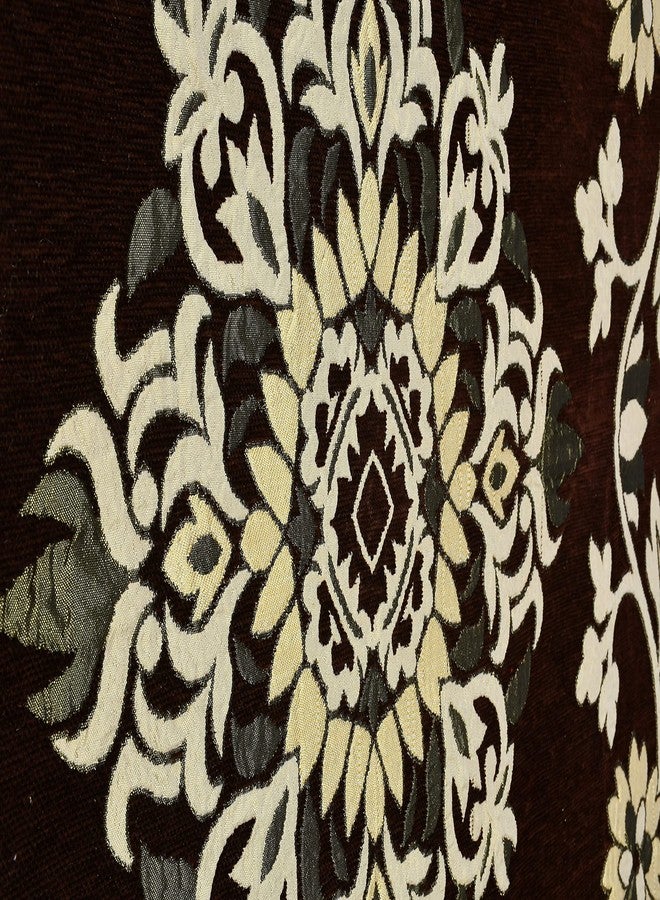 FRESH FROM LOOM طقم ديوان مخملي شينيل بنقوش هندسية وزهرية من فريش فروم لوم، 500 خيط (8 قطع)، (شرشف ديوان واحد، 5 أغطية وسائد، غطاءان للوسائد الأسطوانية)، لون قهوة - Image 4