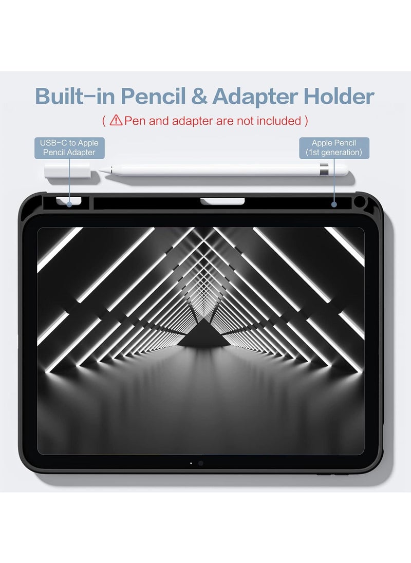 Generic - Case for iPad 10th Generation 2022 10.9 Inch with Pen Holder, Shockproof Smart Case Cover with Transparent Back Shell Protective Case Compatible with iPad 10th Gen(Black) - Image 1