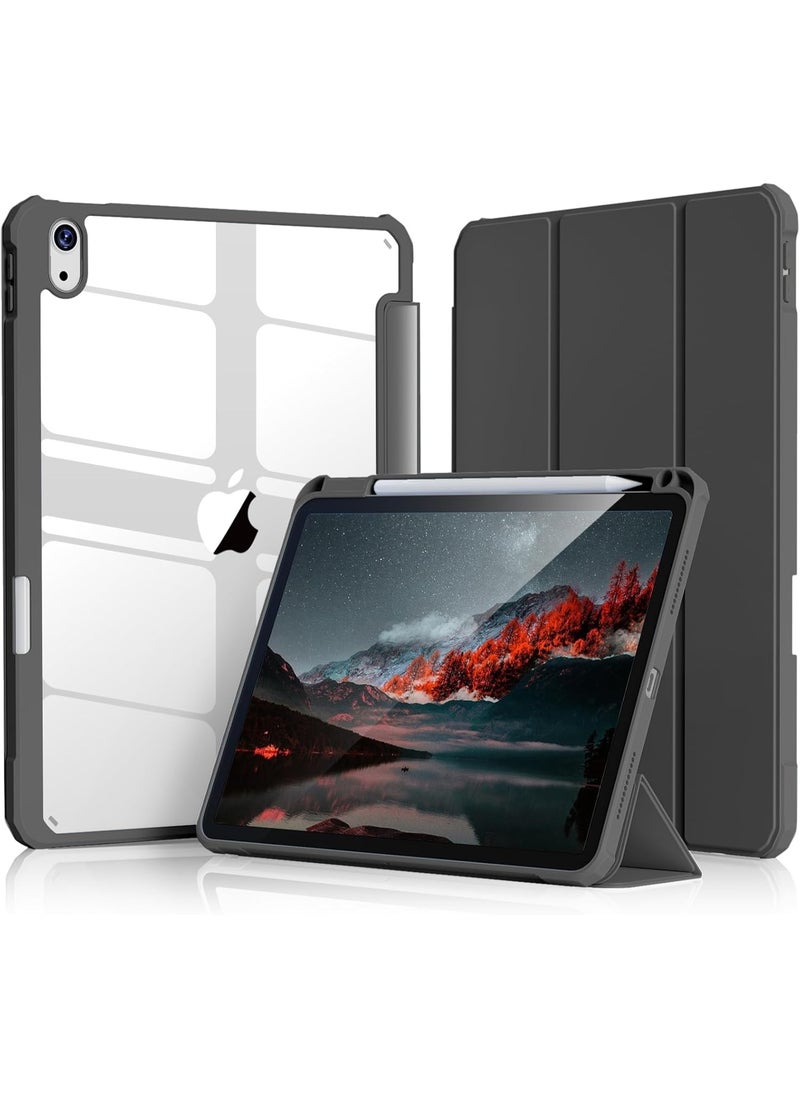Generic Case for iPad 10th Generation 2022 10.9 Inch with Pen Holder, Shockproof Smart Case Cover with Transparent Back Shell Protective Case Compatible with iPad 10th Gen(Black)  - Image 1