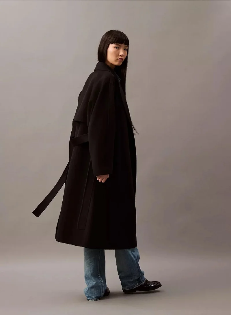 كالفن كلاين معطف ملفوف من الصوف مزدوج الوجه