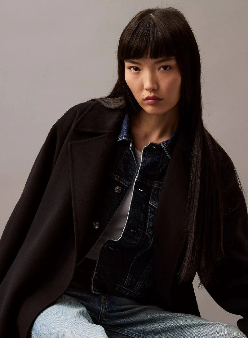 CALVIN KLEIN Double Face Wool Wrap Coat - Image 4