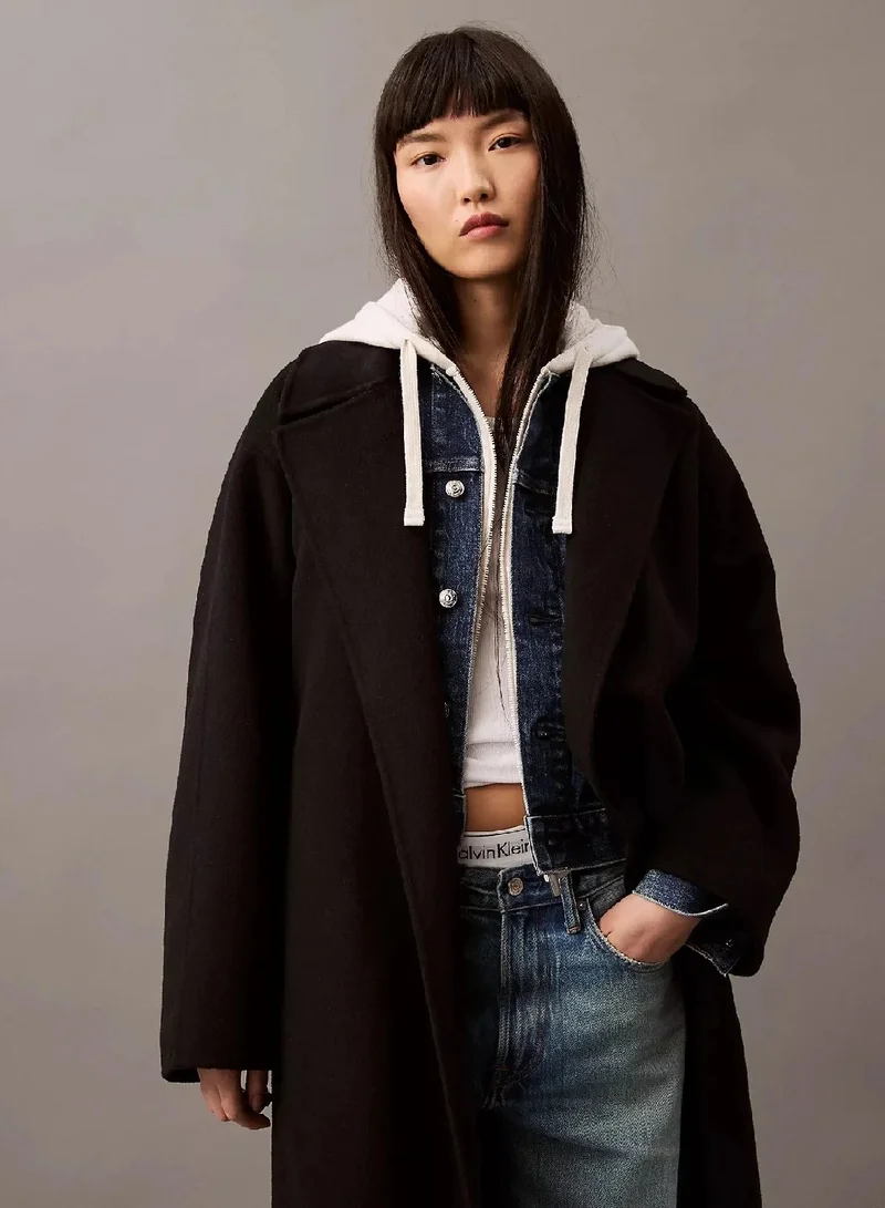 CALVIN KLEIN Double Face Wool Wrap Coat
