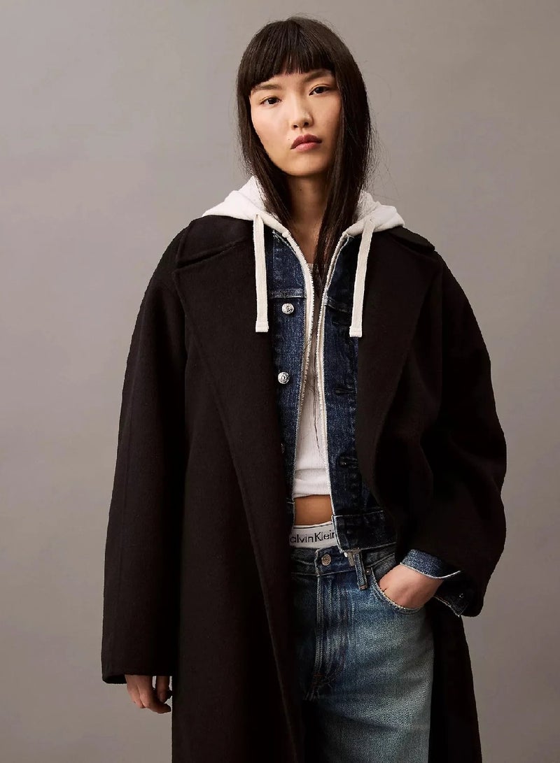 CALVIN KLEIN Double Face Wool Wrap Coat - Image 1