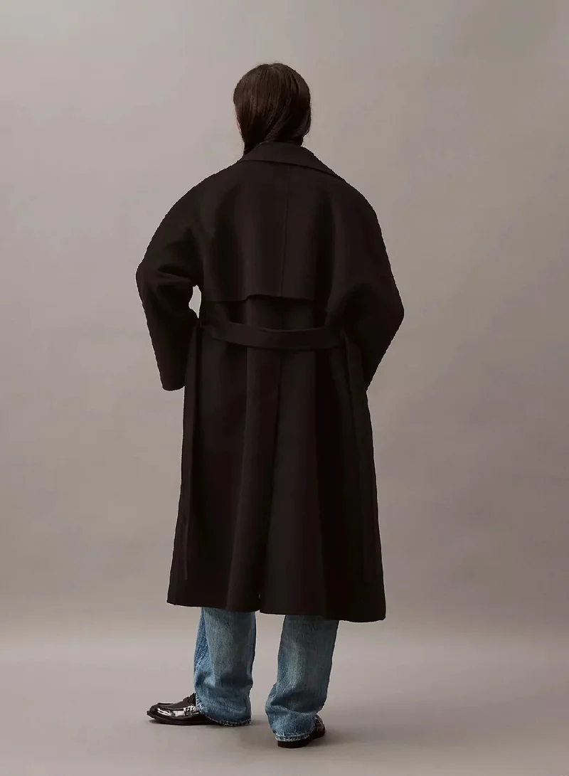 كالفن كلاين معطف ملفوف من الصوف مزدوج الوجه