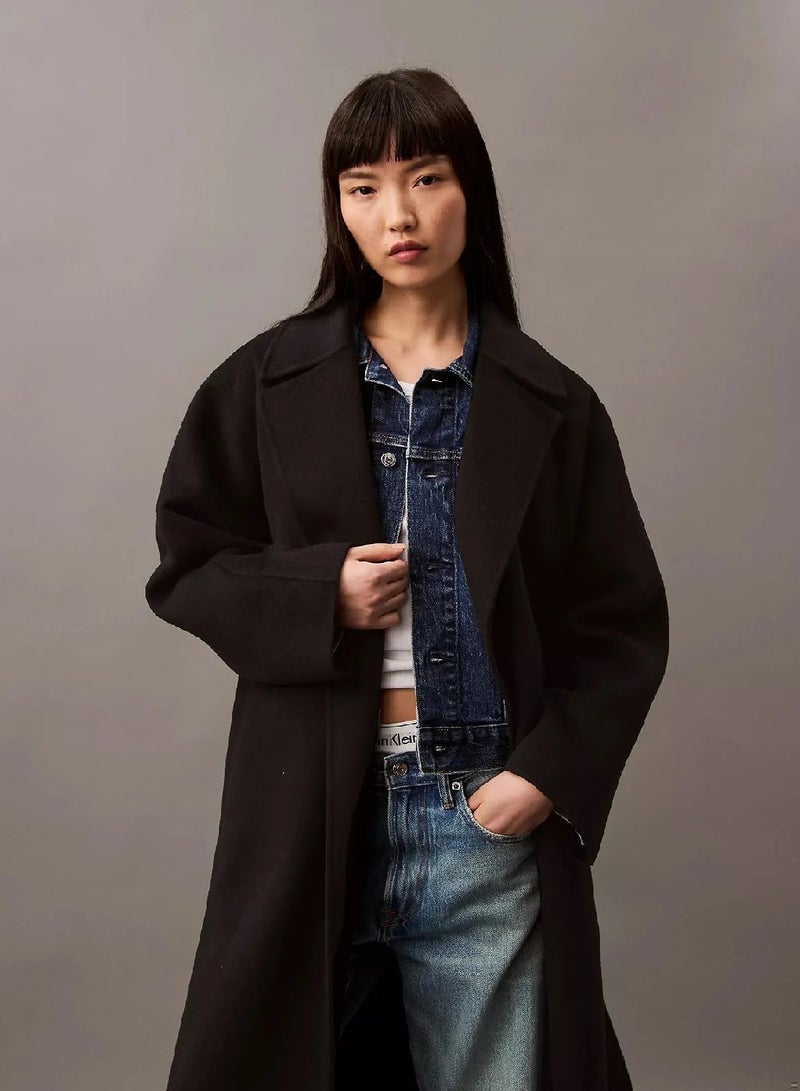 CALVIN KLEIN Double Face Wool Wrap Coat - Image 5