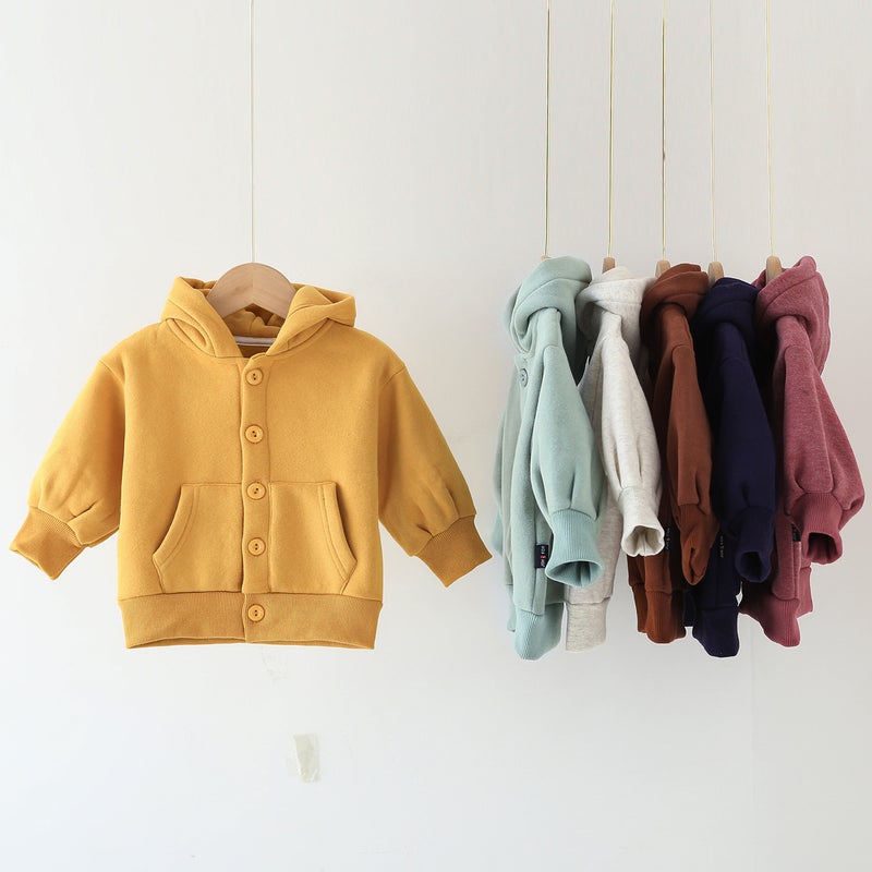 Children'S Clothing New Boys And Girls Cardigan Sweater Fleece-Lined Hooded Cotton Children'S Baby Brushed Coat - Image 4