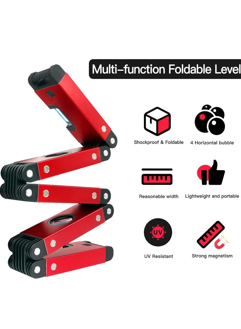 ارواق مستوى قابل للطي متعدد الوظائف مقاس 28 بوصة، أداة المستوى المغناطيسي، أداة قياس مع 4 فقاعات مستوى سهلة القراءة، أداة تسوية دقيقة للنجارين وعمال الخشب والمنازل - Image 3