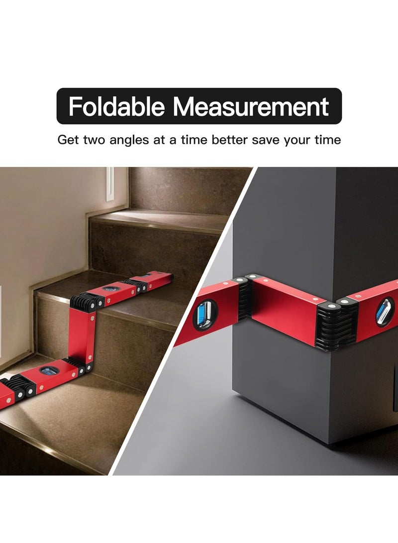 ارواق مستوى قابل للطي متعدد الوظائف مقاس 28 بوصة، أداة المستوى المغناطيسي، أداة قياس مع 4 فقاعات مستوى سهلة القراءة، أداة تسوية دقيقة للنجارين وعمال الخشب والمنازل - Image 4