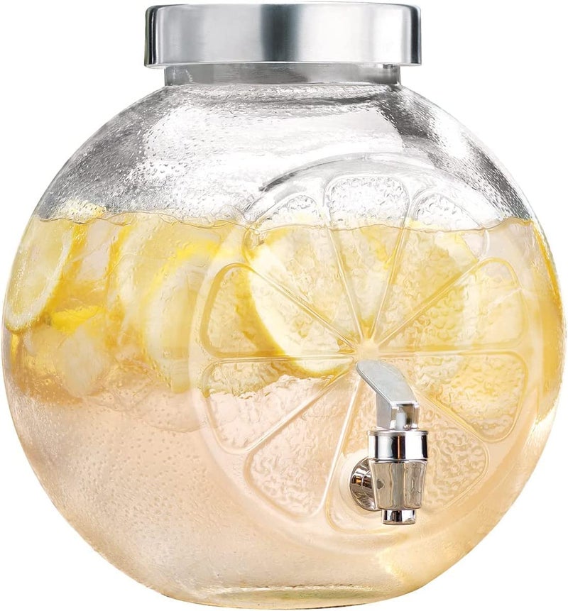 ConvertKitchen Glass Iced Drink Dispensers with Spout and Tap Steel Lid Cold Beverage Dispenser for Beer Water Cocktails and More Capacity 5 litres Clear 5 Litre MOSAMBI Tank - Image 2