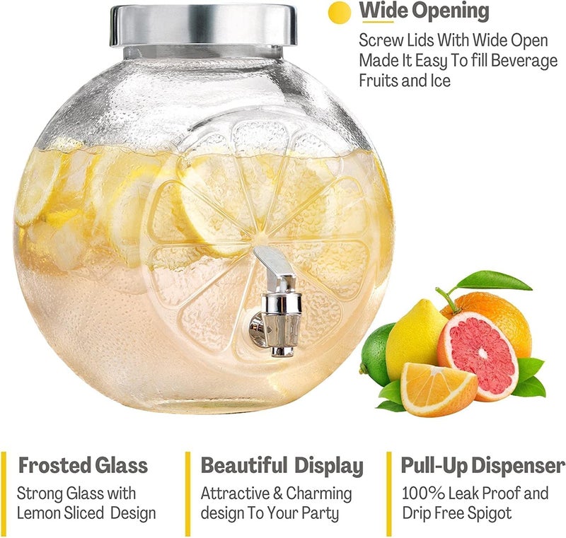 ConvertKitchen Glass Iced Drink Dispensers with Spout and Tap Steel Lid Cold Beverage Dispenser for Beer Water Cocktails and More Capacity 5 litres Clear 5 Litre MOSAMBI Tank - Image 4